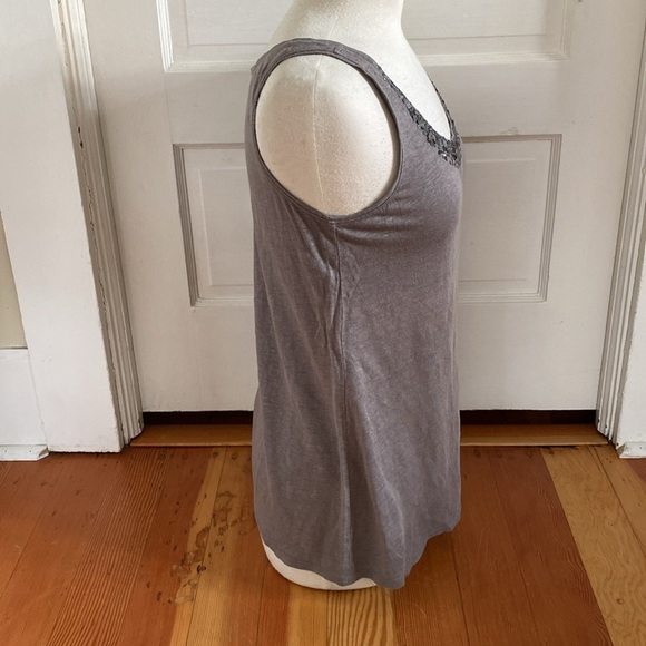 Eileen Fisher Sequined Grey Linen Tank Top Small - Picture 3 of 6